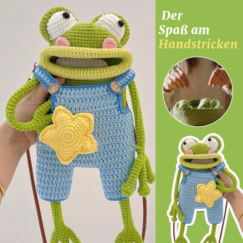 DIY-virkad axelvÀska med stor grodmun