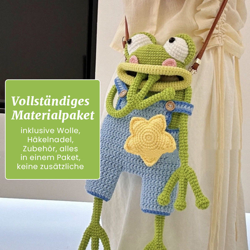 DIY-virkad axelvÀska med stor grodmun