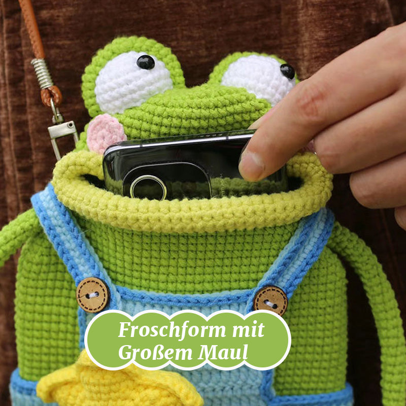 DIY-virkad axelvÀska med stor grodmun
