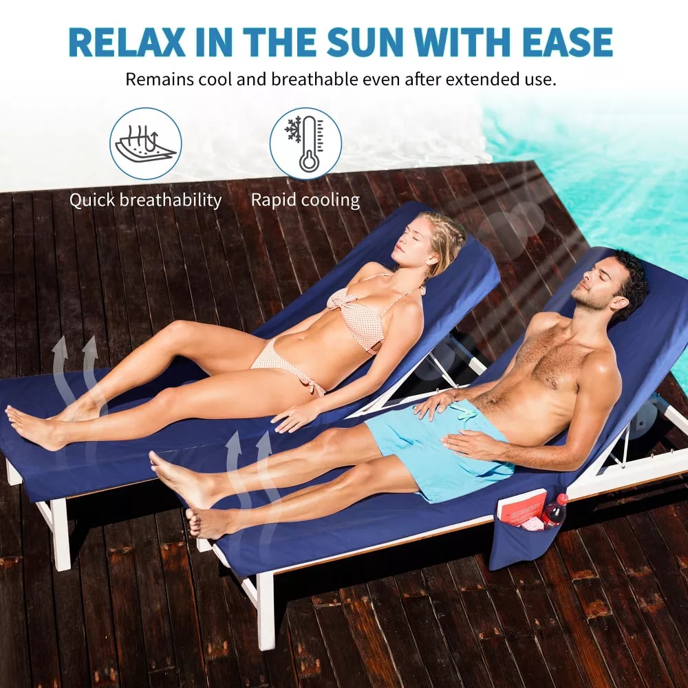 đSun Lounger Handduk i vĂ€ska med förvaringsfickorđ