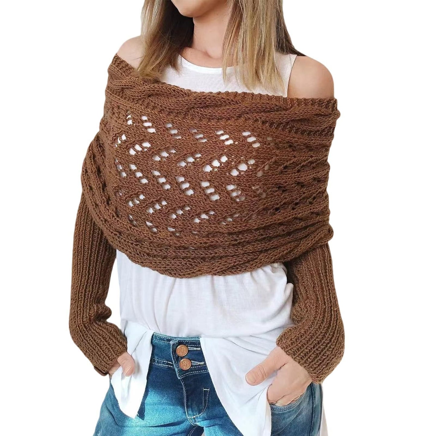 đ§¶Women's Knitted Double Sleeve Scarfđ§Ł