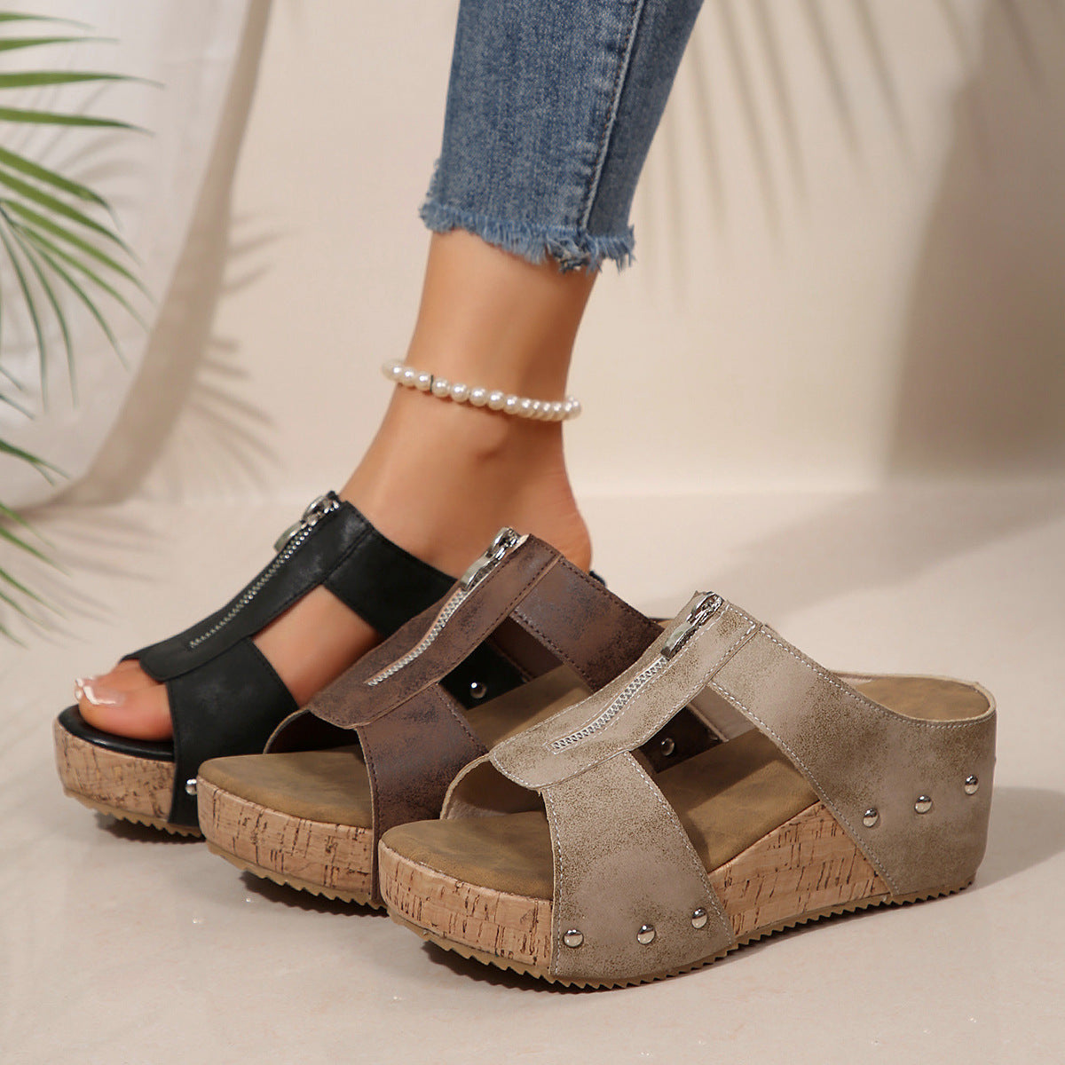 đ„2025 Nytt 49% rabatt pĂ„ Hot Saleđ„Mode Wedge Open Toe Damtofflor