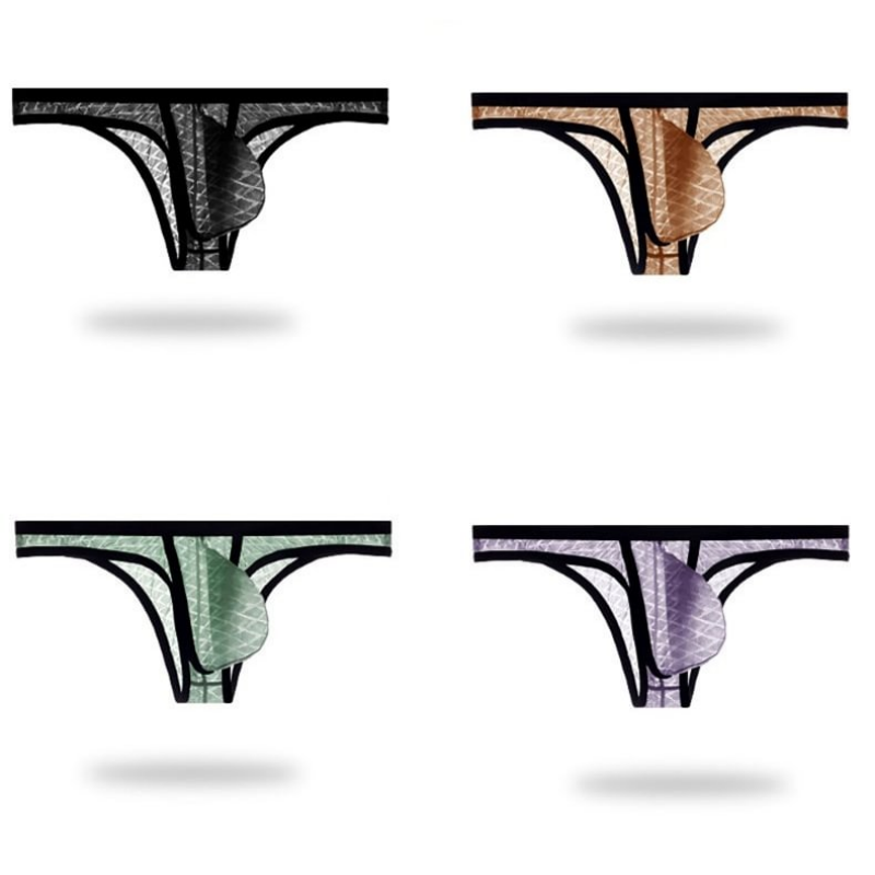Sexiga, bekväma, transparenta, ultratunna herrtrosor i mesh med låg midja i issiden