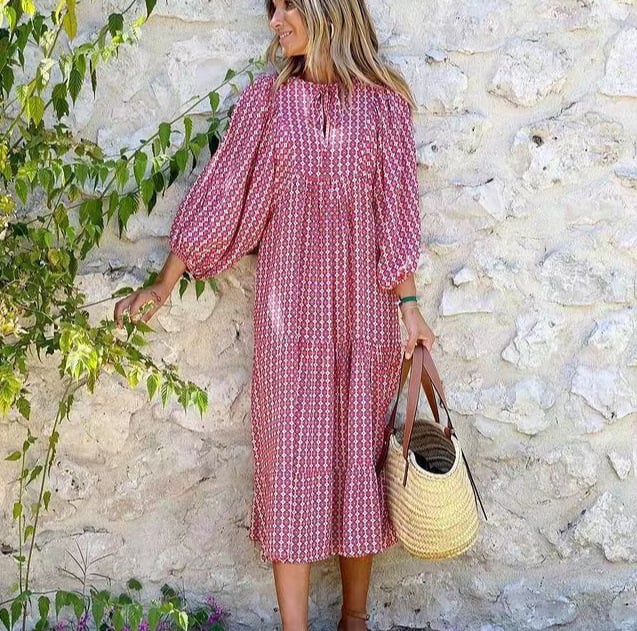 💖 Elegant boho maxiklänning för kvinnor med puffärmar👗