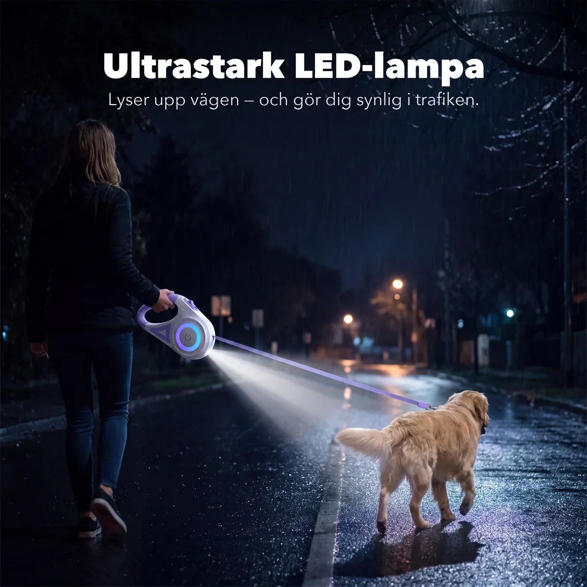 🐕💡5M Automatisk Hundkoppel med LED-ljus – För små & medelstora hundar