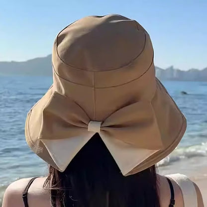 👒Sommarrea☀️Solskyddande damhatt med bred brätte & rosett