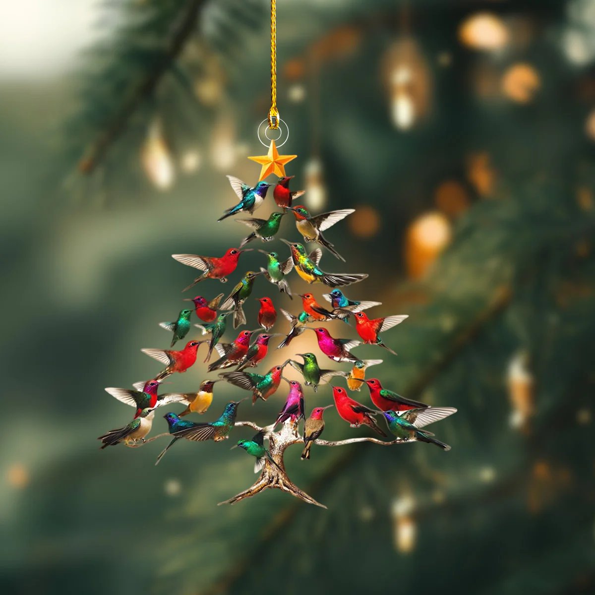 🔥🐦🎄Kolibri julpynt i akryl, 2D