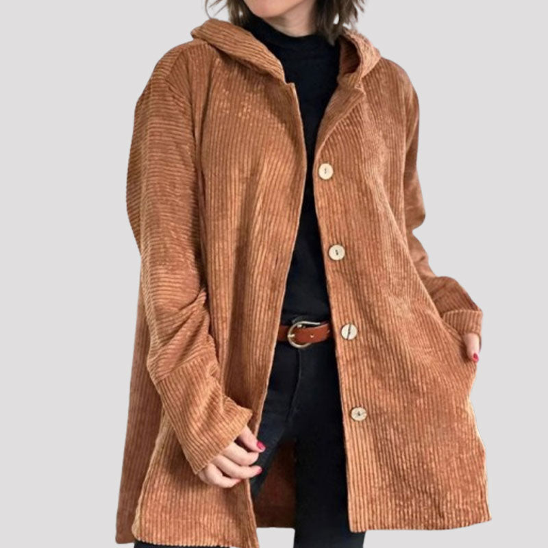 🍂 Casual jacka i sammet med huva för höste 🧥