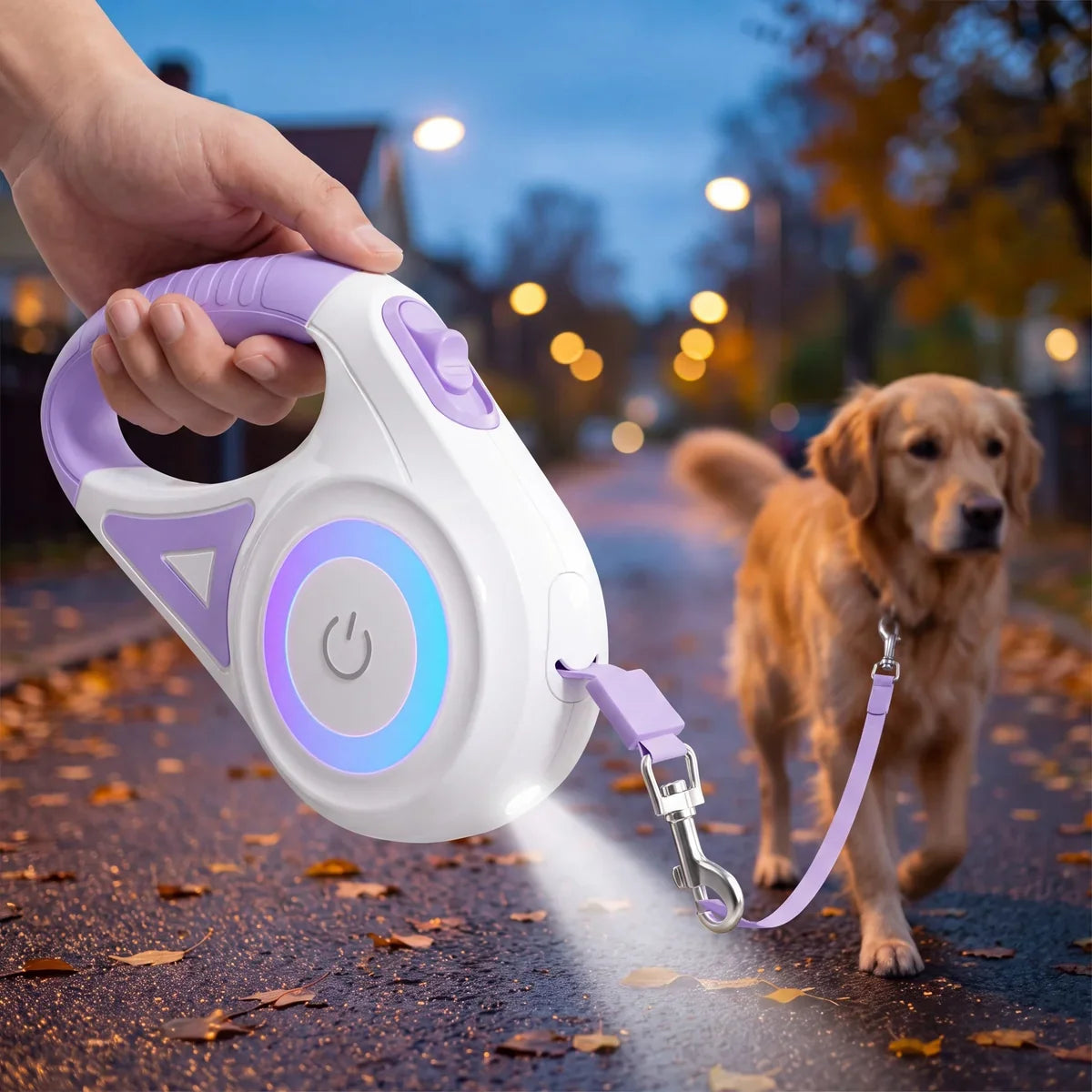 🐕💡5M Automatisk Hundkoppel med LED-ljus – För små & medelstora hundar
