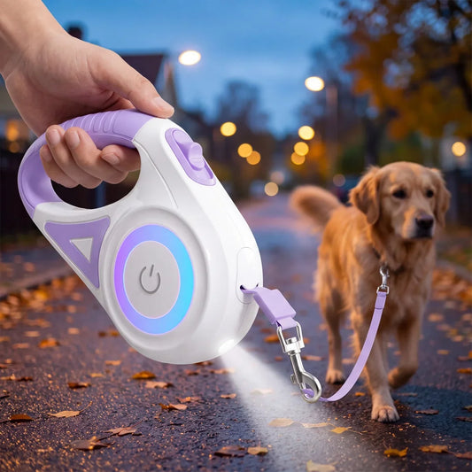 🐕💡5M Automatisk Hundkoppel med LED-ljus – För små & medelstora hundar