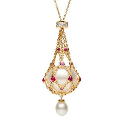 💎 Lyxigt Lavalierhalsband med Sötvattenspärla & Blå Ädelsten – Elegant Dam­smycke 💎