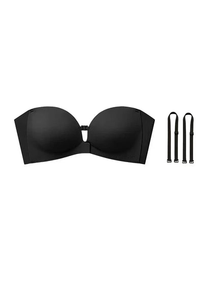 Dam axelbandslösa push-up-bh med framknäppning