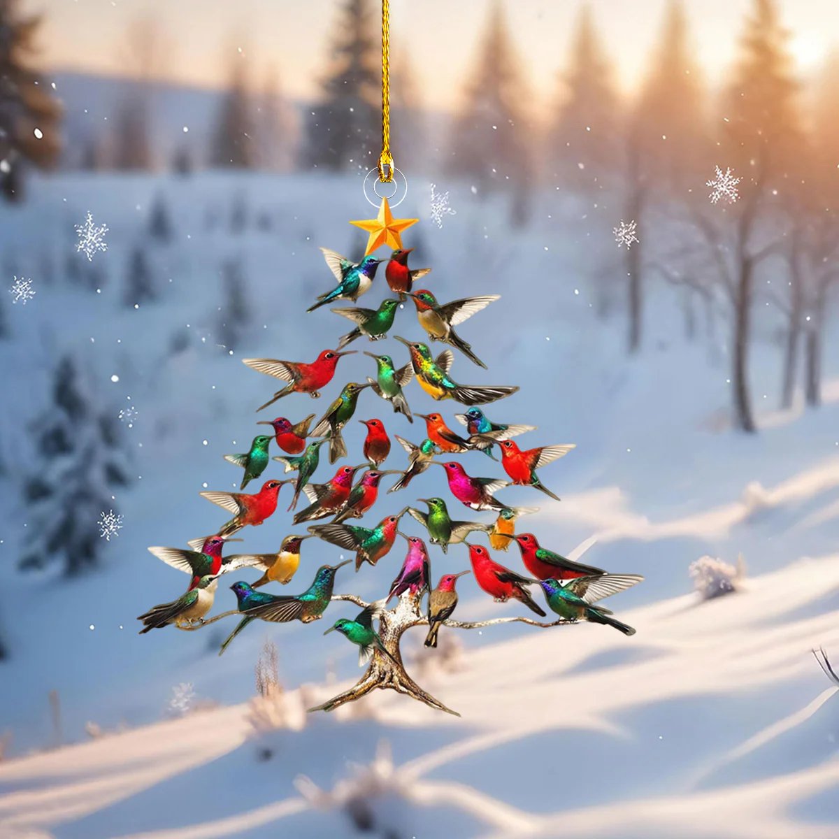 🔥🐦🎄Kolibri julpynt i akryl, 2D