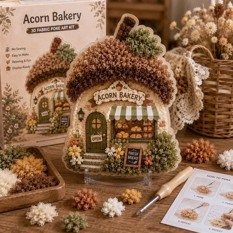 ✨Whimsical Village 3D-tyg Poke Art-kit