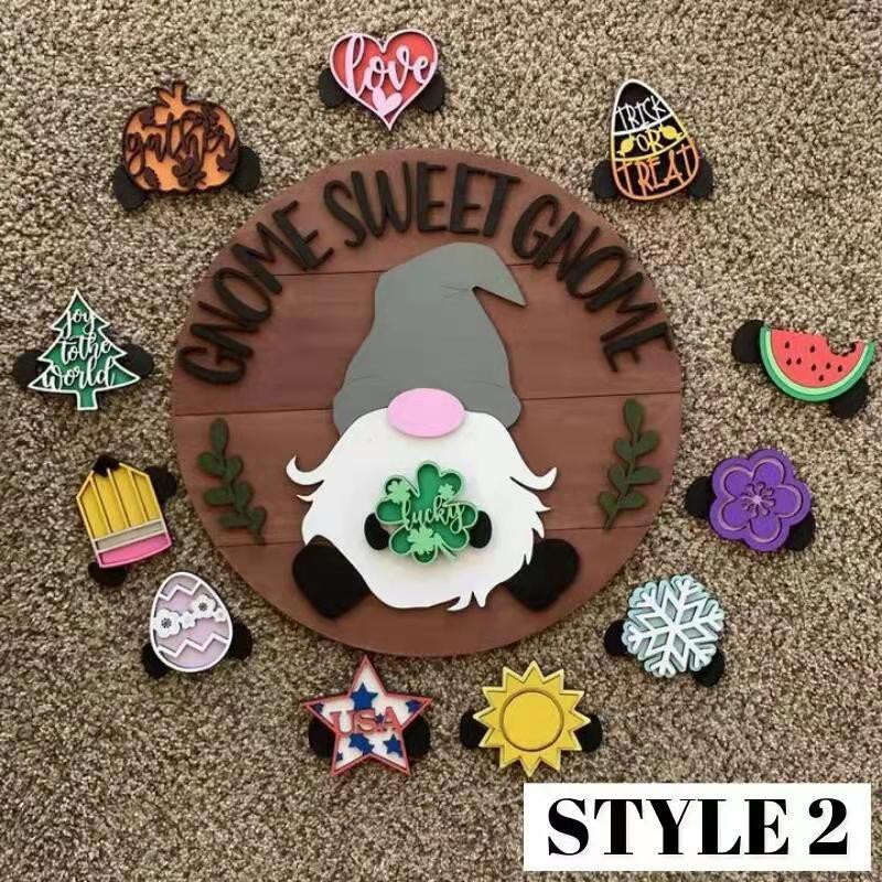 Säsongskampanj🌟Din kreativitetsfestival året runt!🎄Utbytbar välkomstskylt för trätomte🎈