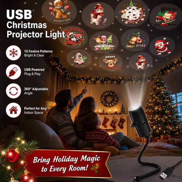 🎄🌟 Julprojektionsnattlampa – Plug & Play HD Julprojektor🎅