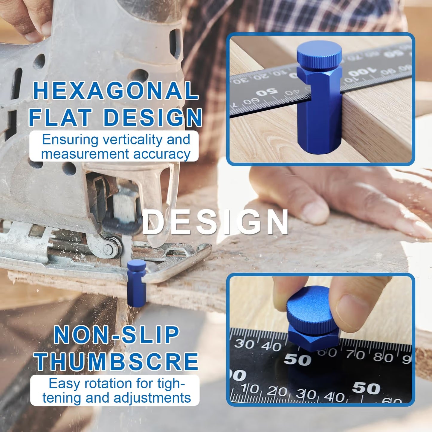 📐🔩Höga trappstegsmätare för vinkelhake – Hexagonal stabil låsning med hållare & krok för snickeri & cirkelsåg