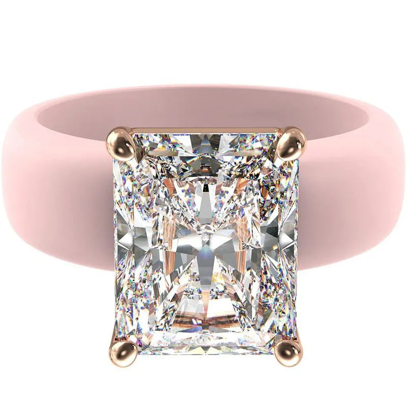 Silikonring – 10×8 mm Smaragdslipad CZ | Patentsökt design - GlowStone Collection