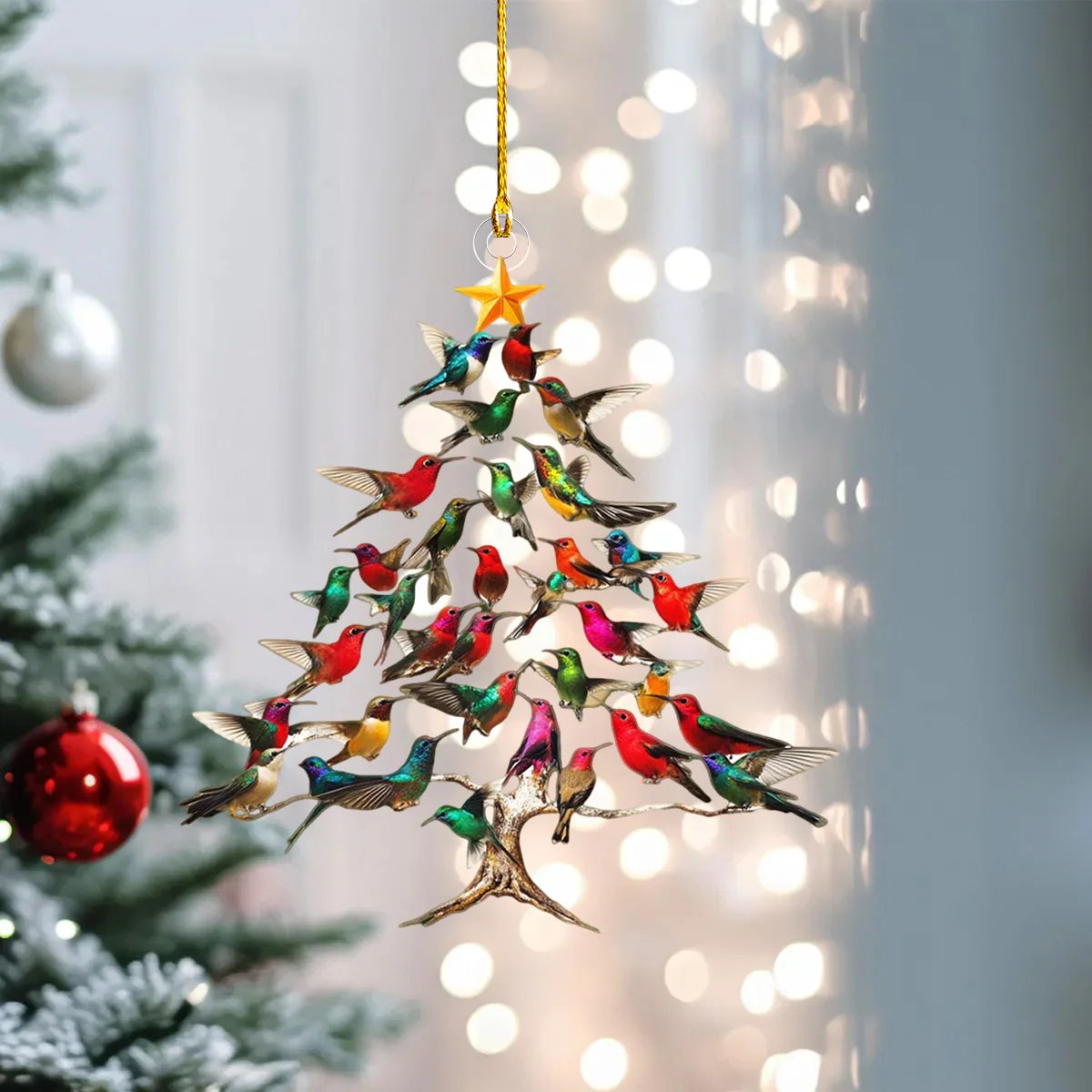 🔥🐦🎄Kolibri julpynt i akryl, 2D