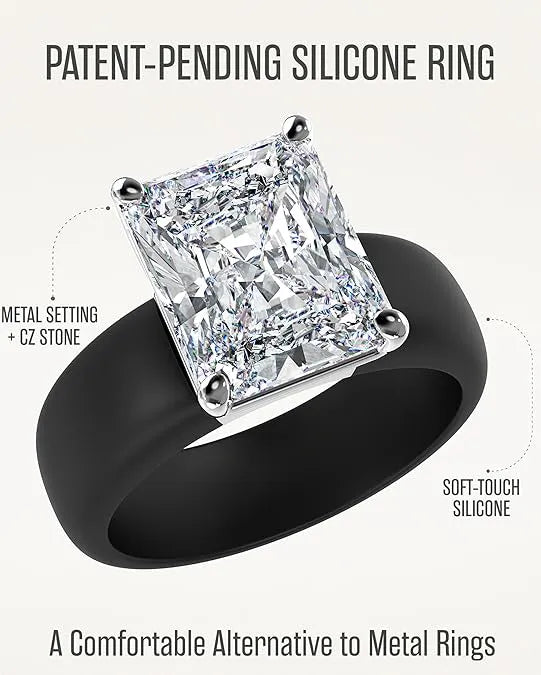 Silikonring – 10×8 mm Smaragdslipad CZ | Patentsökt design - GlowStone Collection