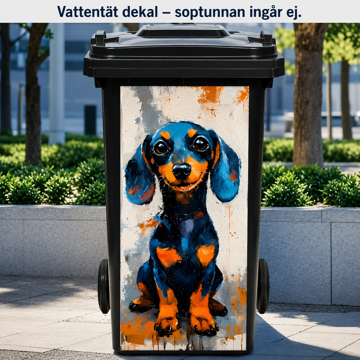 Kreativ soptunnedekal med färgglad tecknad serie✨