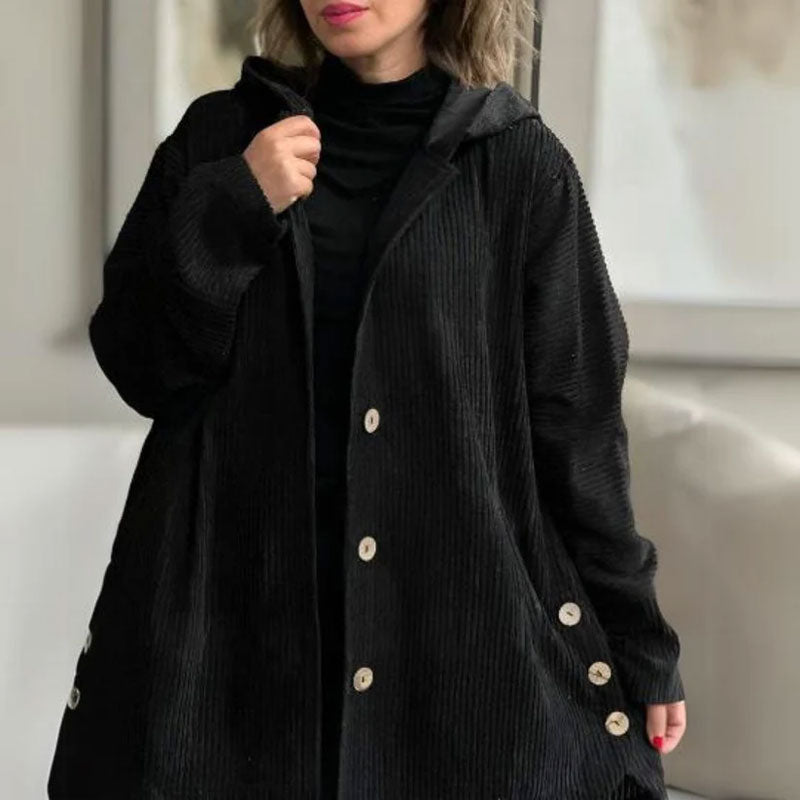 🍂 Casual jacka i sammet med huva för höste 🧥