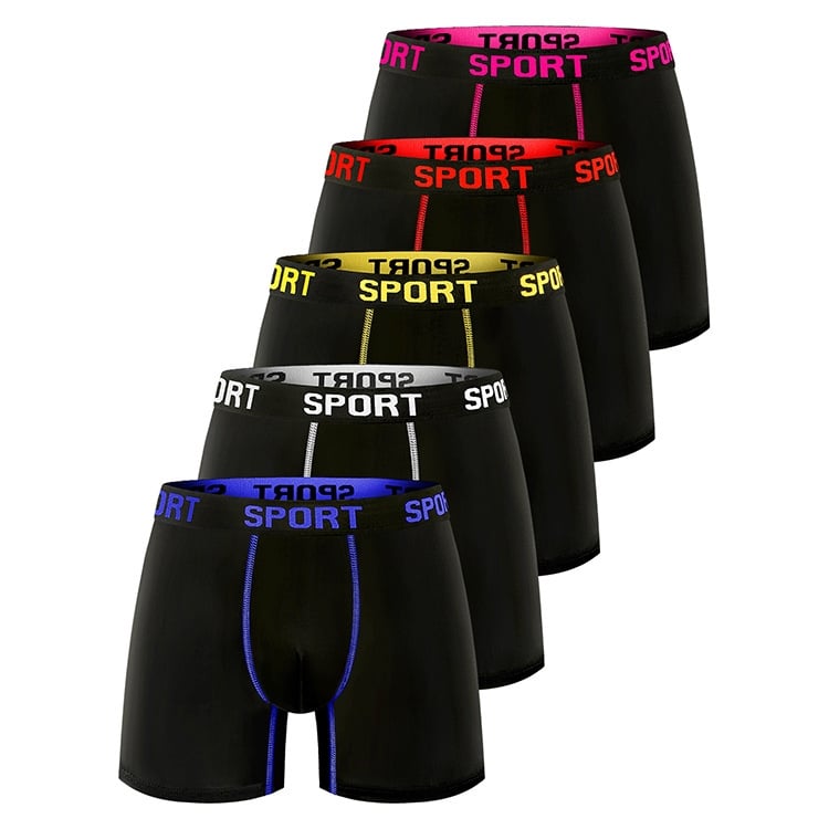 5-pack herrboxershorts med bokstavstejp, bekväma och andningsbara underkläder för vardagsbruk