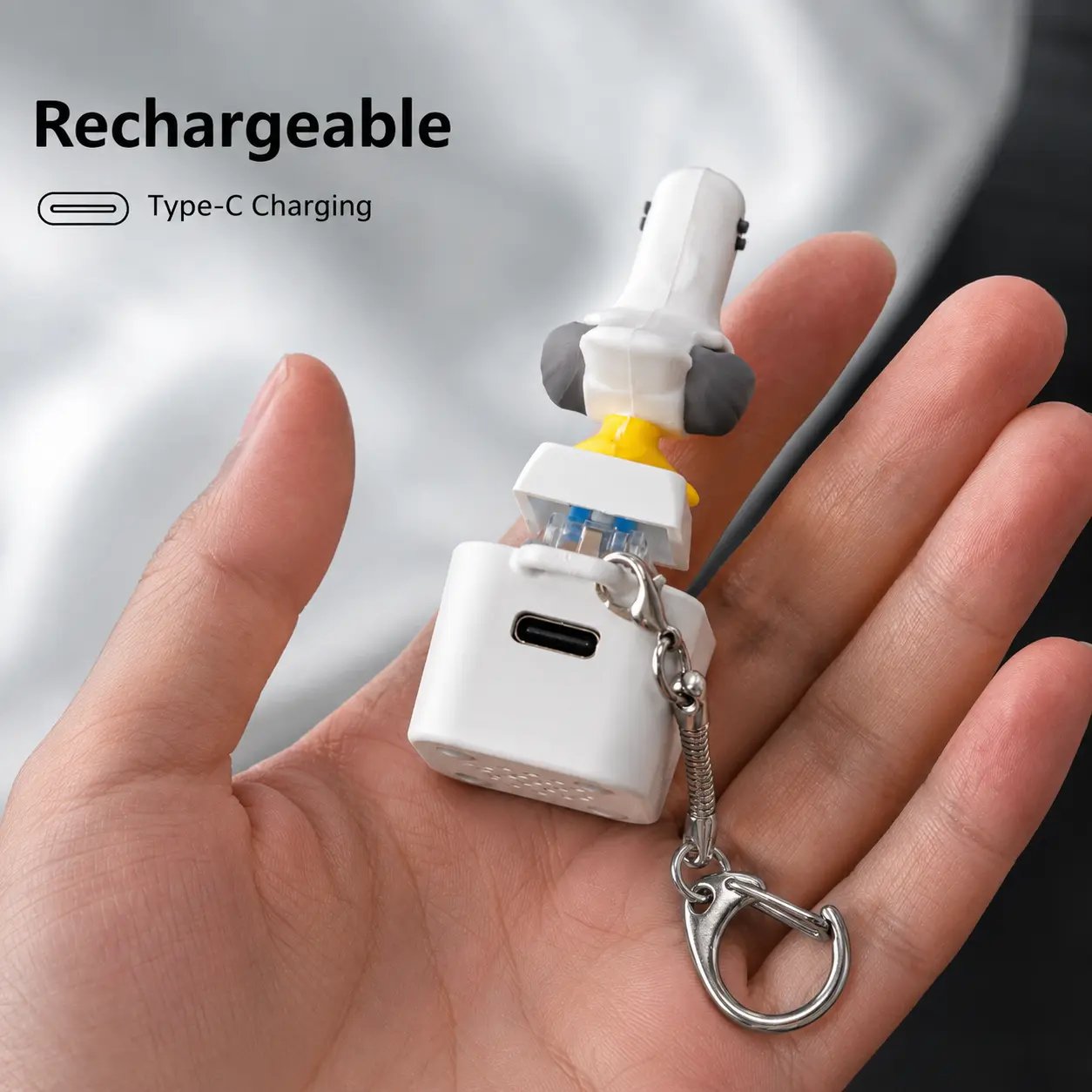 😆Seagull MINE! Button Keychain-Real Sound & LED Light