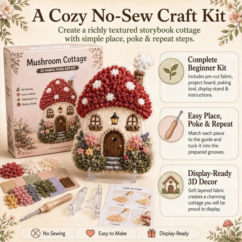 ✨Whimsical Village 3D-tyg Poke Art-kit