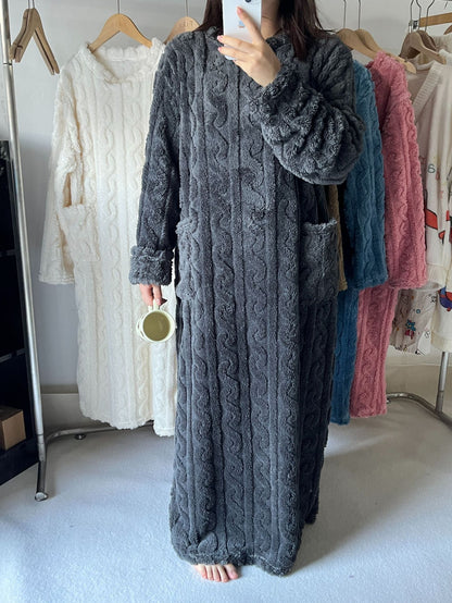 💟En varm present🎀Vinterkläder i korallrosa sammet🔥