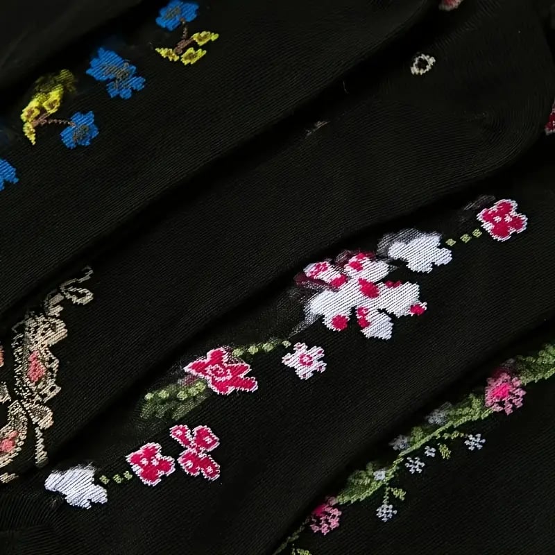 🌸10 par blommönsterstrumpor💐Färgglada strumpor till mitten av vaden, mjuka, andningsbara och bekväma hela dagen lång