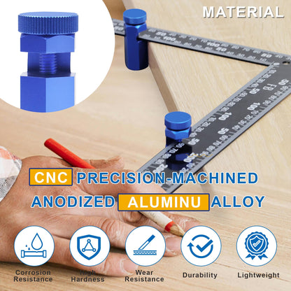📐🔩Höga trappstegsmätare för vinkelhake – Hexagonal stabil låsning med hållare & krok för snickeri & cirkelsåg