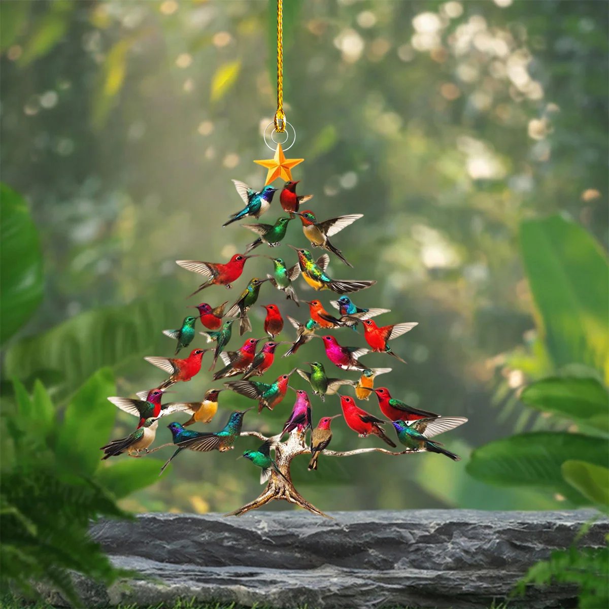 🔥🐦🎄Kolibri julpynt i akryl, 2D