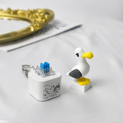 😆Seagull MINE! Button Keychain-Real Sound & LED Light