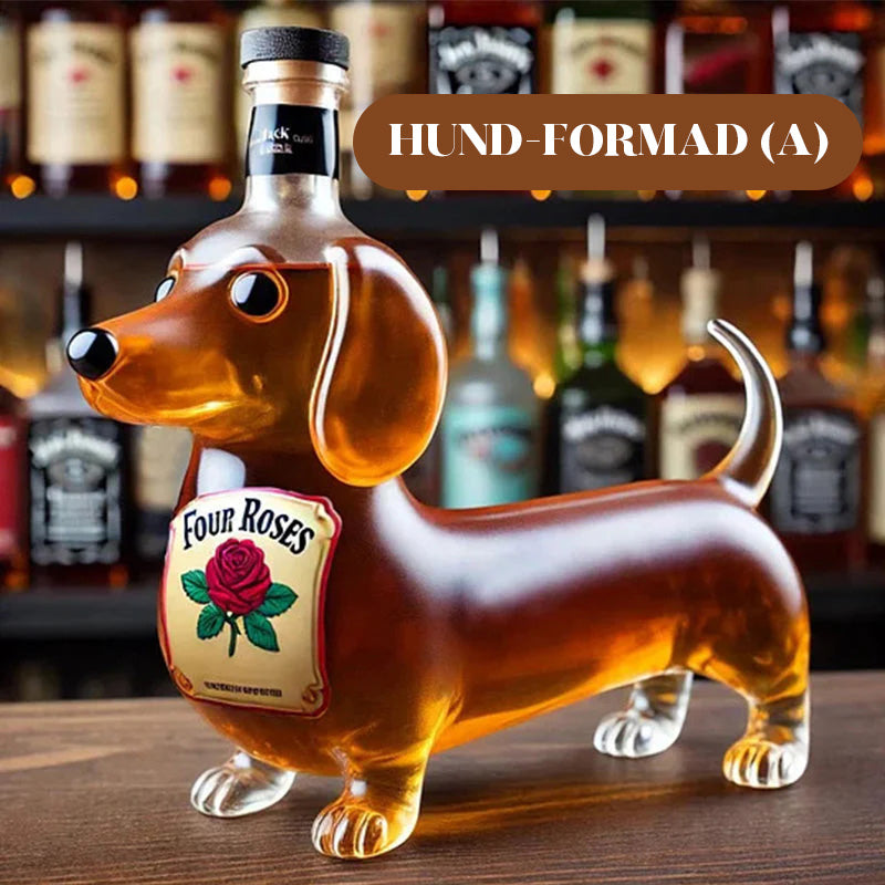 Kreativ hundformad whiskyflaska