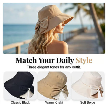 👒Sommarrea☀️Solskyddande damhatt med bred brätte & rosett