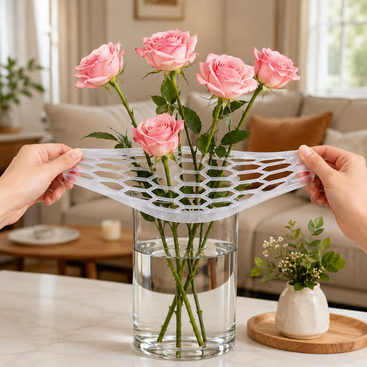 🌸🔥Återanvändbart silikongaller för blomsterarrangemang, sträcker sig över vägkanten, fästs på glaset, för enkel blomsterarrangemang.