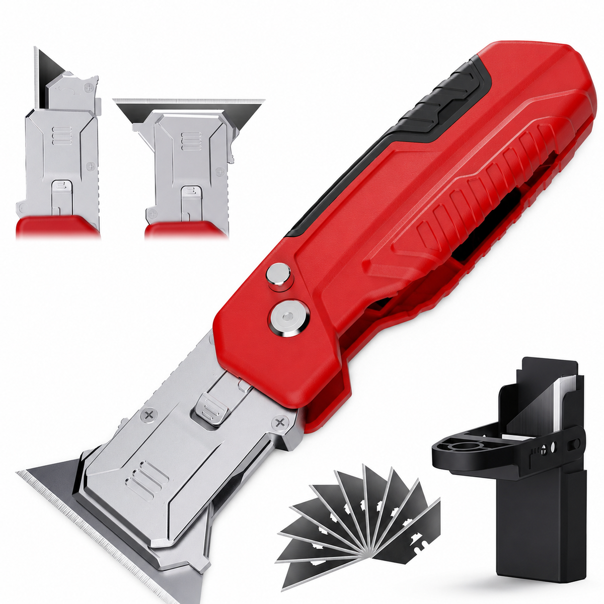 📢📢50% RABATT !! ⏰ 2-i-1 Vikbar universalkniv & skrapa – Portabelt rakblad, rengöring av flera ytor ✨