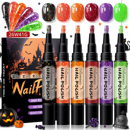 📢📢40% RABATT !! ⏰Snabbtorkande Halloween-nagellackspennset