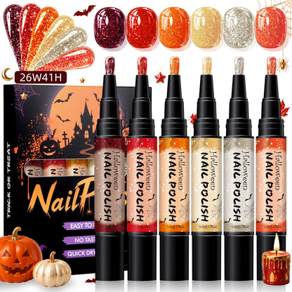 📢📢40% RABATT !! ⏰Snabbtorkande Halloween-nagellackspennset