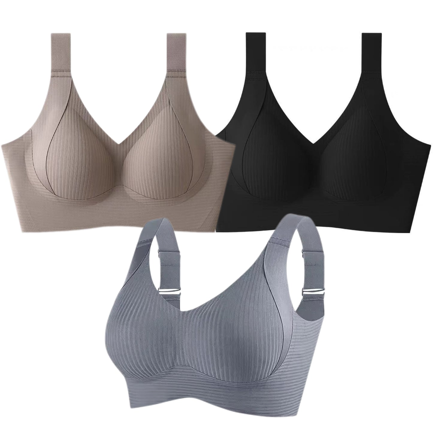 🔥Ribbad justerbar BH utan bygel för kvinnor