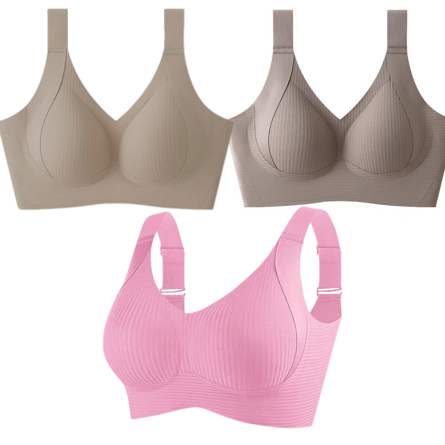 🔥Ribbad justerbar BH utan bygel för kvinnor