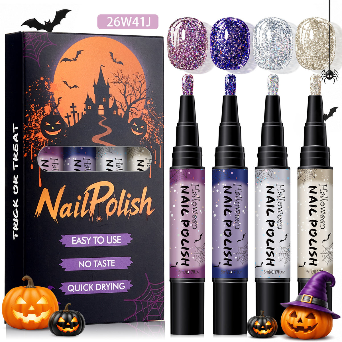 📢📢40% RABATT !! ⏰Snabbtorkande Halloween-nagellackspennset
