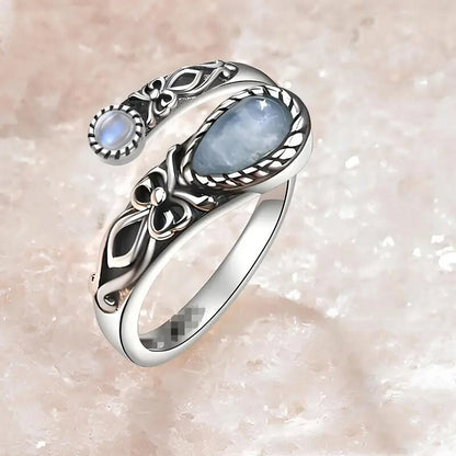 ⏳Tidsbegränsad 50% rabatt⏰Vintage justerbar öppen ring med droppformad glödande zirkon💧💍