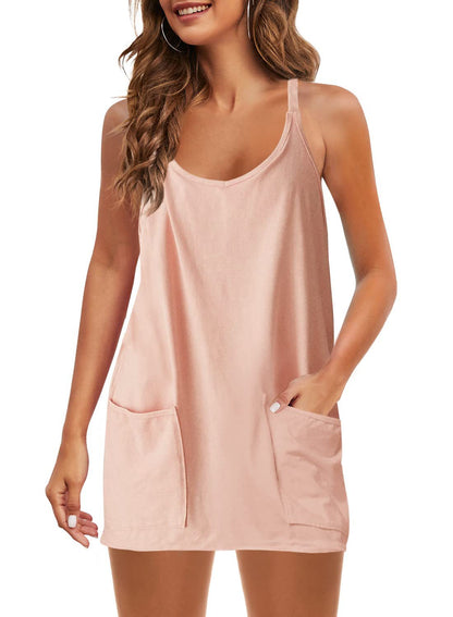 🔥Sista dagen specialförsäljning 49% OFF💃Casual Ärmlös miniklänning med inbyggda shorts