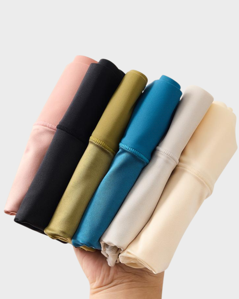 Silkeslena sömlösa trosor med hög midja och vågiga kanter (6-pack)