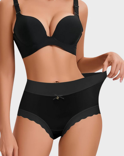 Silkeslena sömlösa trosor med hög midja och vågiga kanter (6-pack)