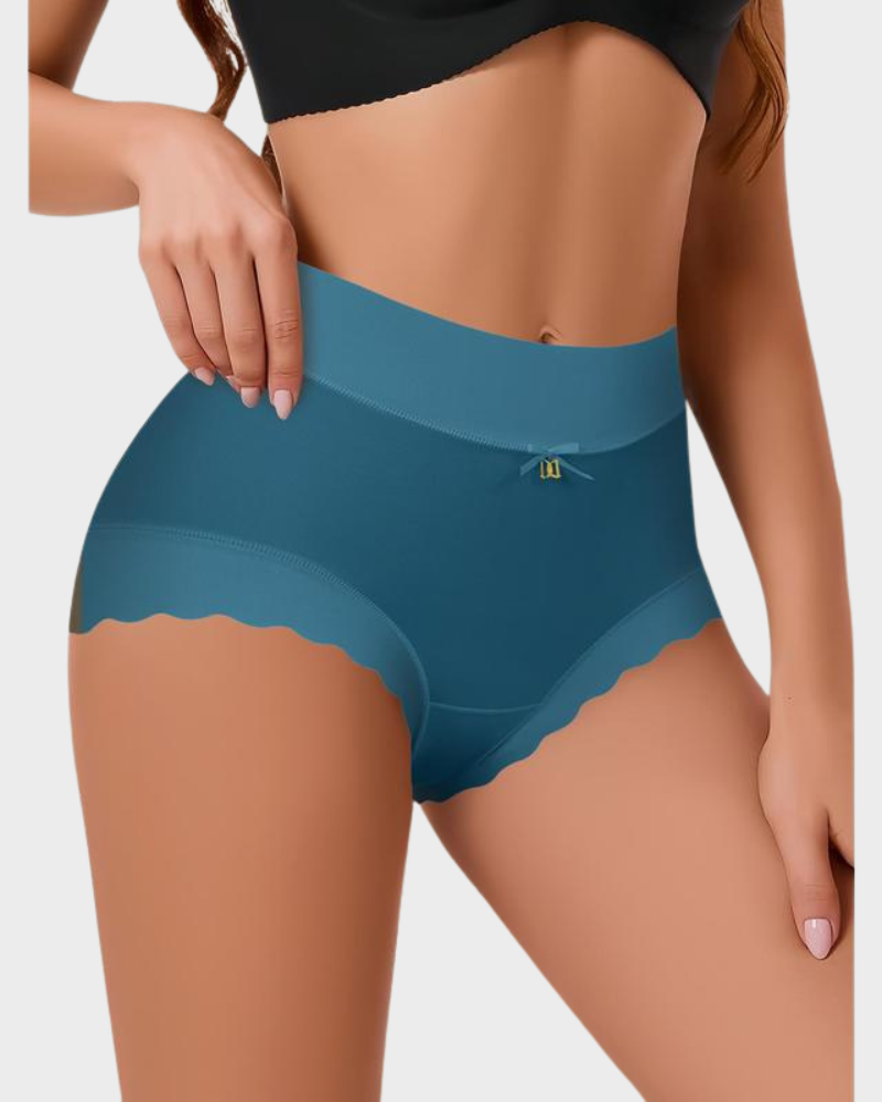 Silkeslena sömlösa trosor med hög midja och vågiga kanter (6-pack)