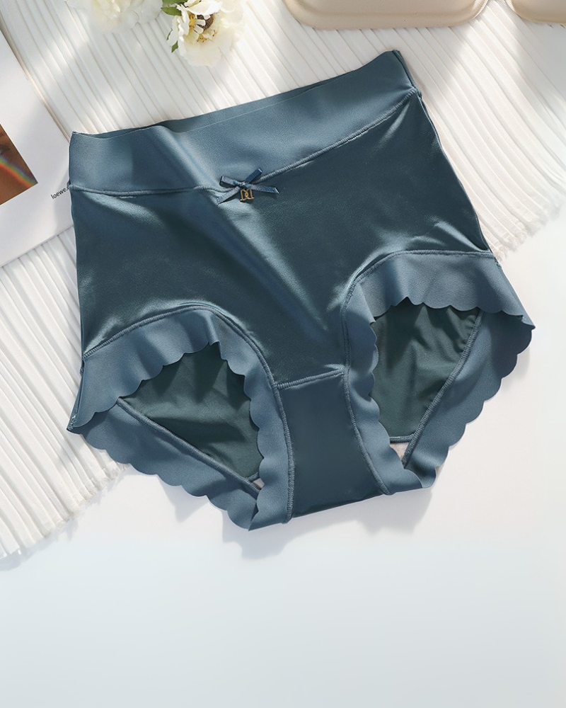 Silkeslena sömlösa trosor med hög midja och vågiga kanter (6-pack)