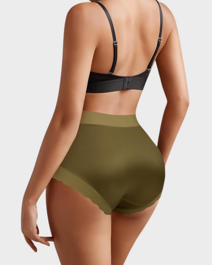 Silkeslena sömlösa trosor med hög midja och vågiga kanter (6-pack)